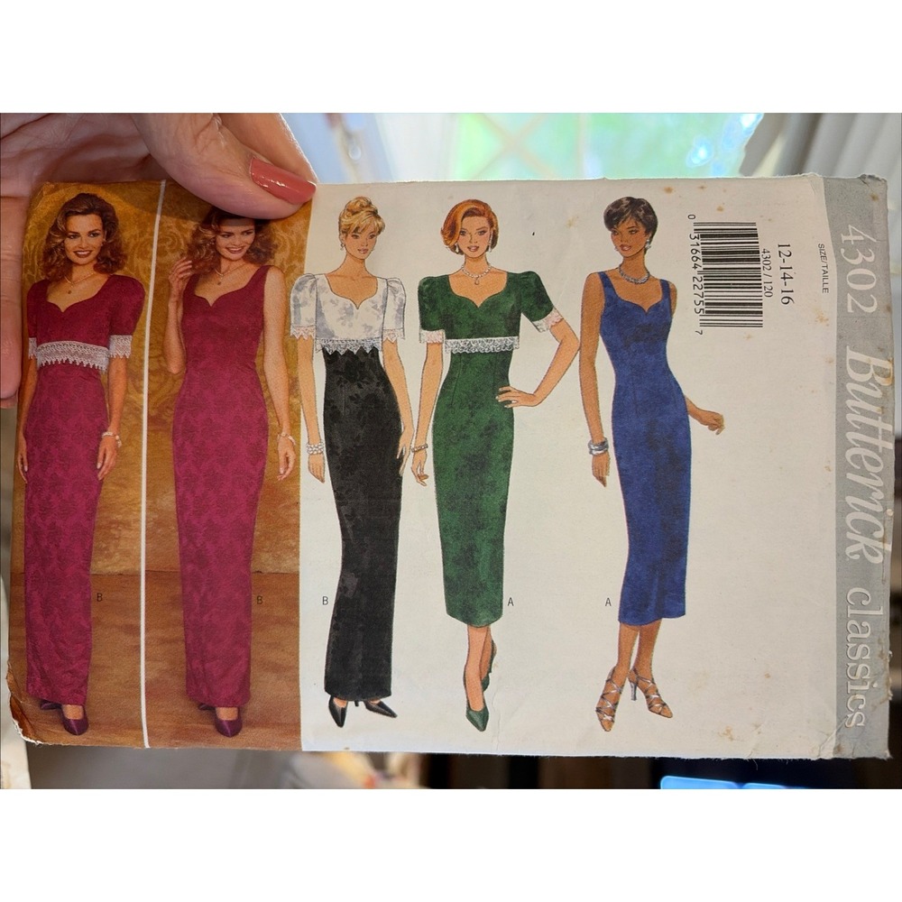 Vintage Butterick Sewing Pattern 4302 Top & Dress Formal 1995 Cut To A 14